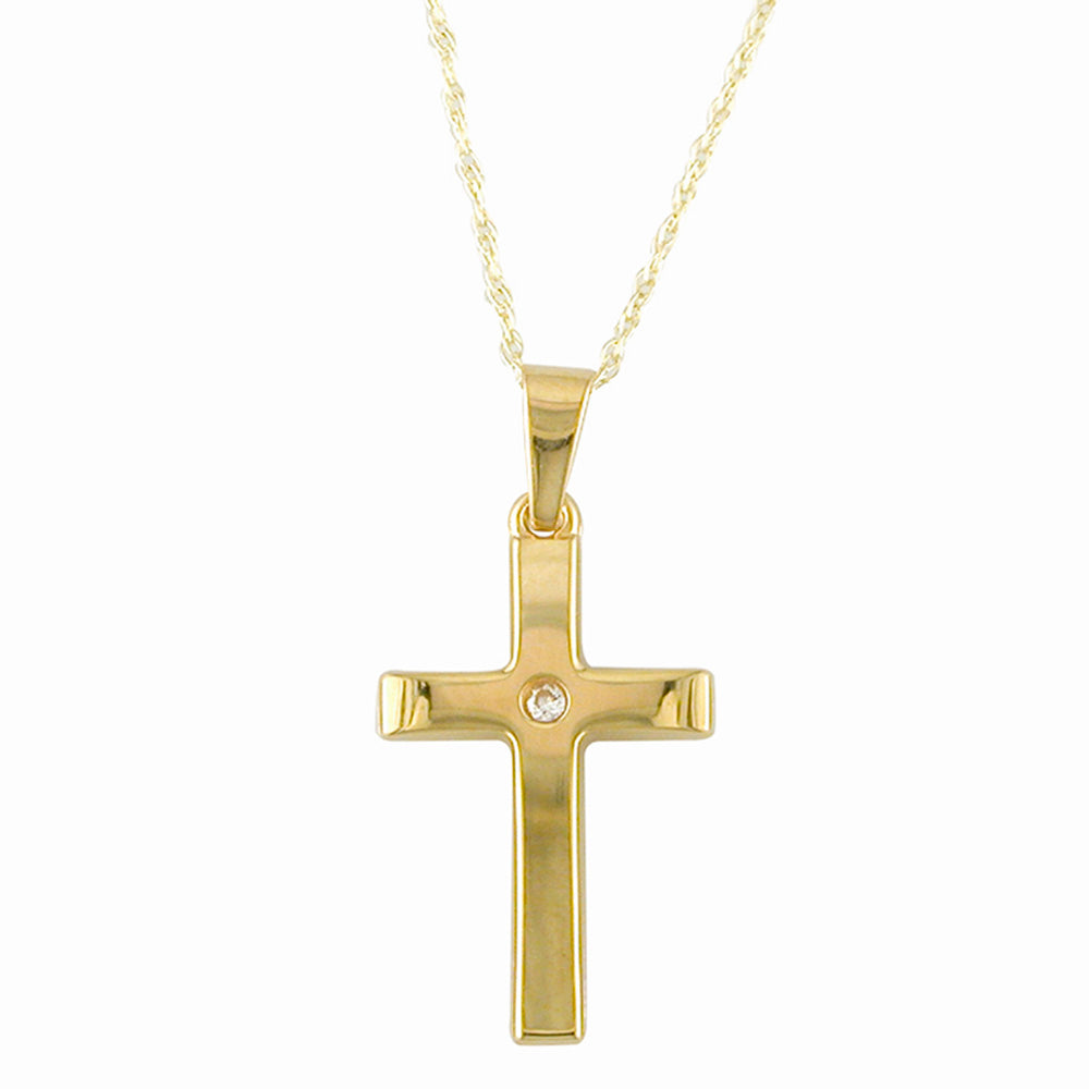 Shop 9ct Yellow Gold Cubic Set Cross Pendant